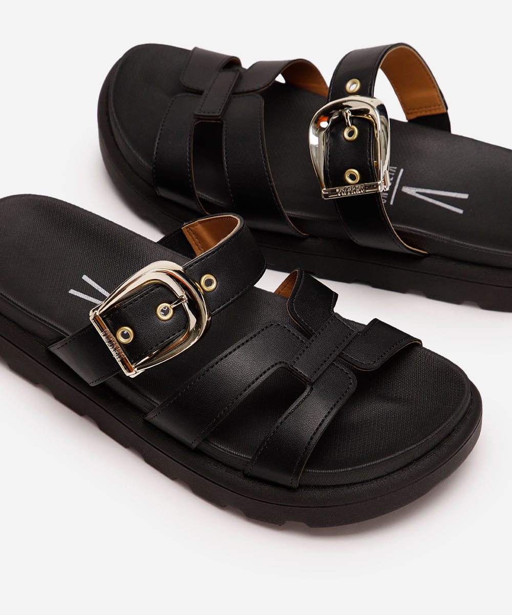 papete flatform feminina com fivela vizzano preta