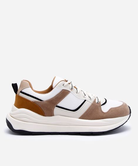 tênis casual com recortes ace marrom