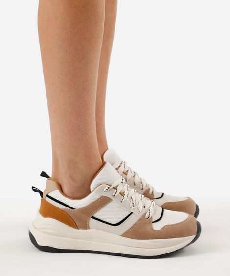 tênis casual com recortes ace marrom