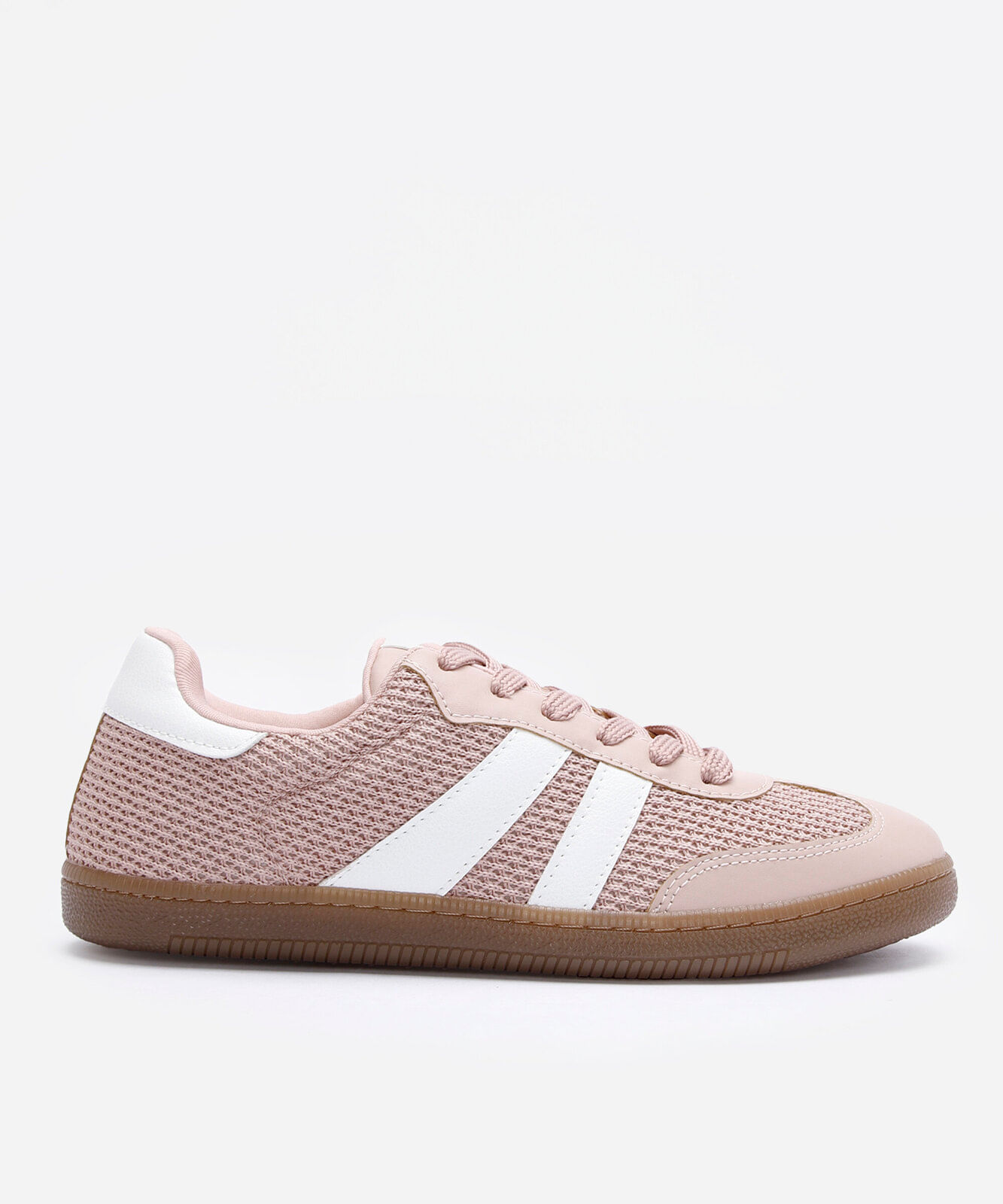 tênis casual com recortes texturizado rosa
