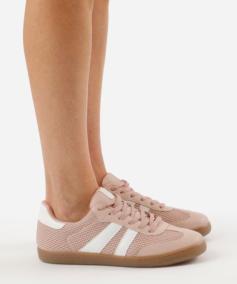 tênis casual com recortes texturizado ace rosa