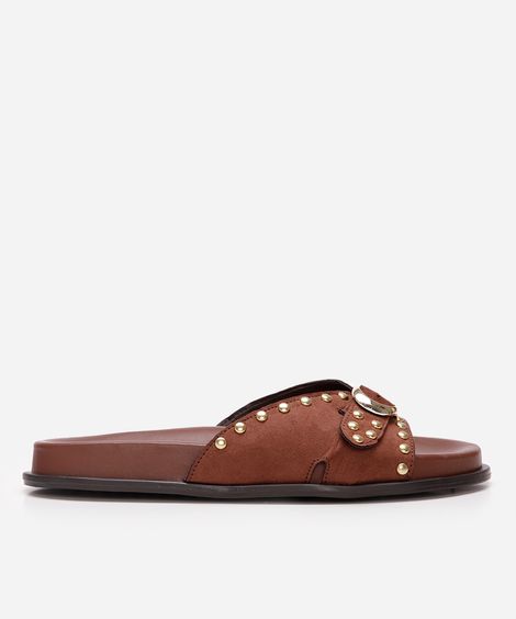 papete flatform feminina com tachas oneself marrom