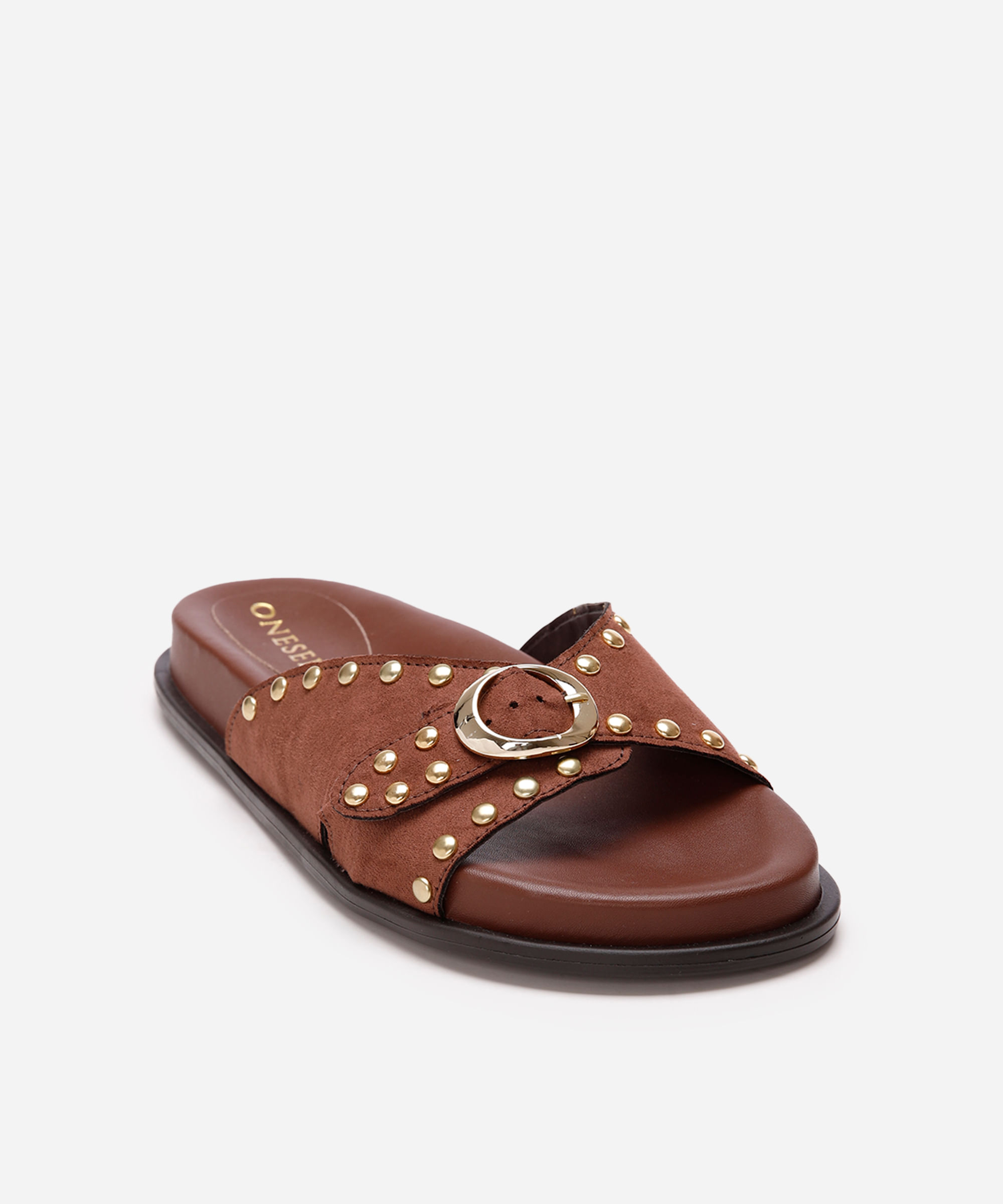 papete flatform feminina com tachas oneself marrom