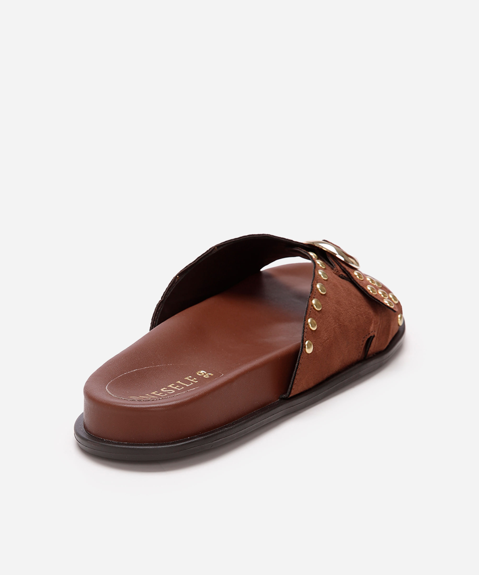 papete flatform feminina com tachas oneself marrom