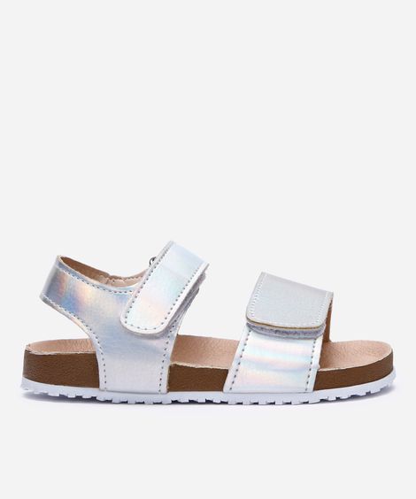 sandália infantil  metalizada prata