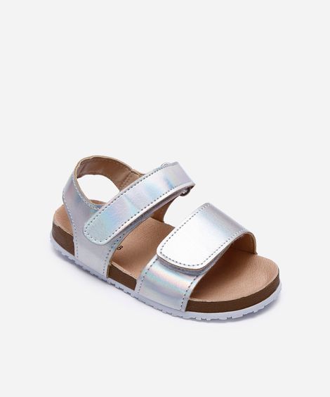 sandália infantil  metalizada prata