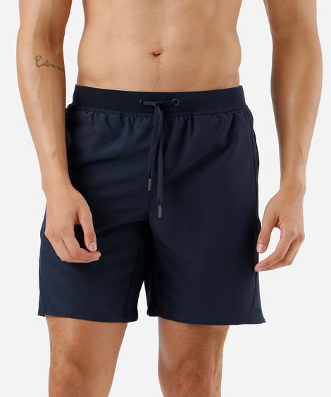 bermuda esportiva reta masculina bolso com zíper azul