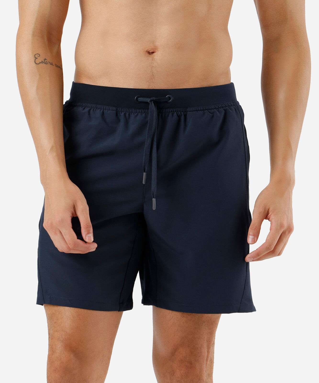 bermuda esportiva reta masculina bolso com zíper azul