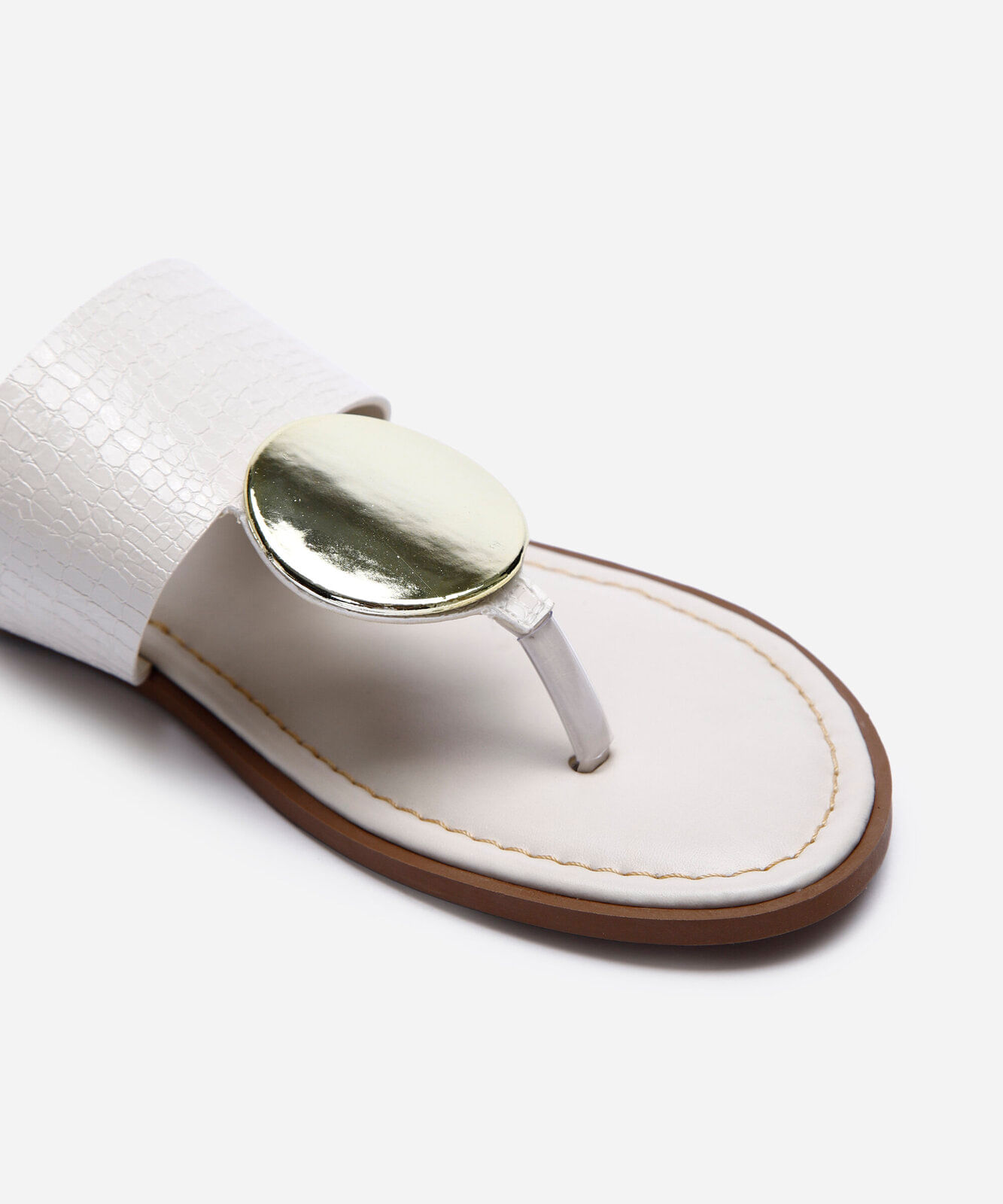 rasteirinha tira larga texturizada off white