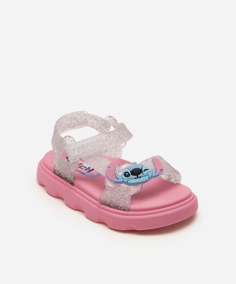 sandália papete velcro stitch rosa