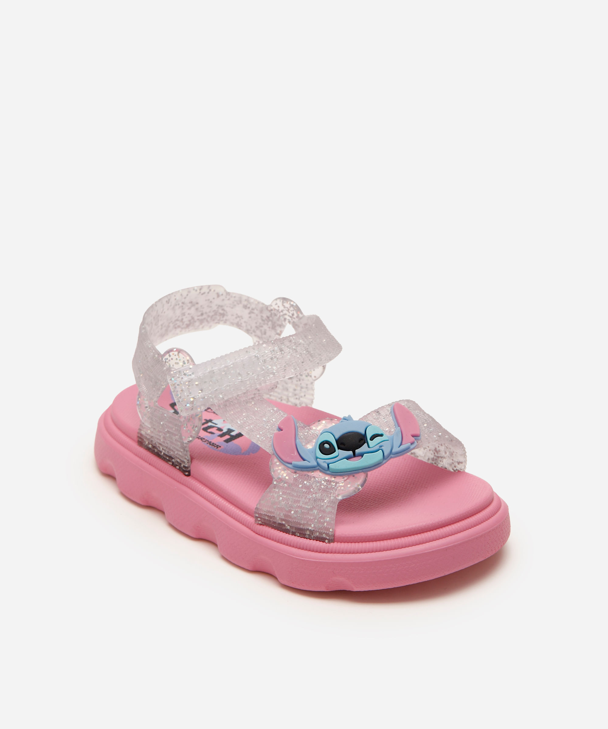 sandália papete velcro stitch rosa