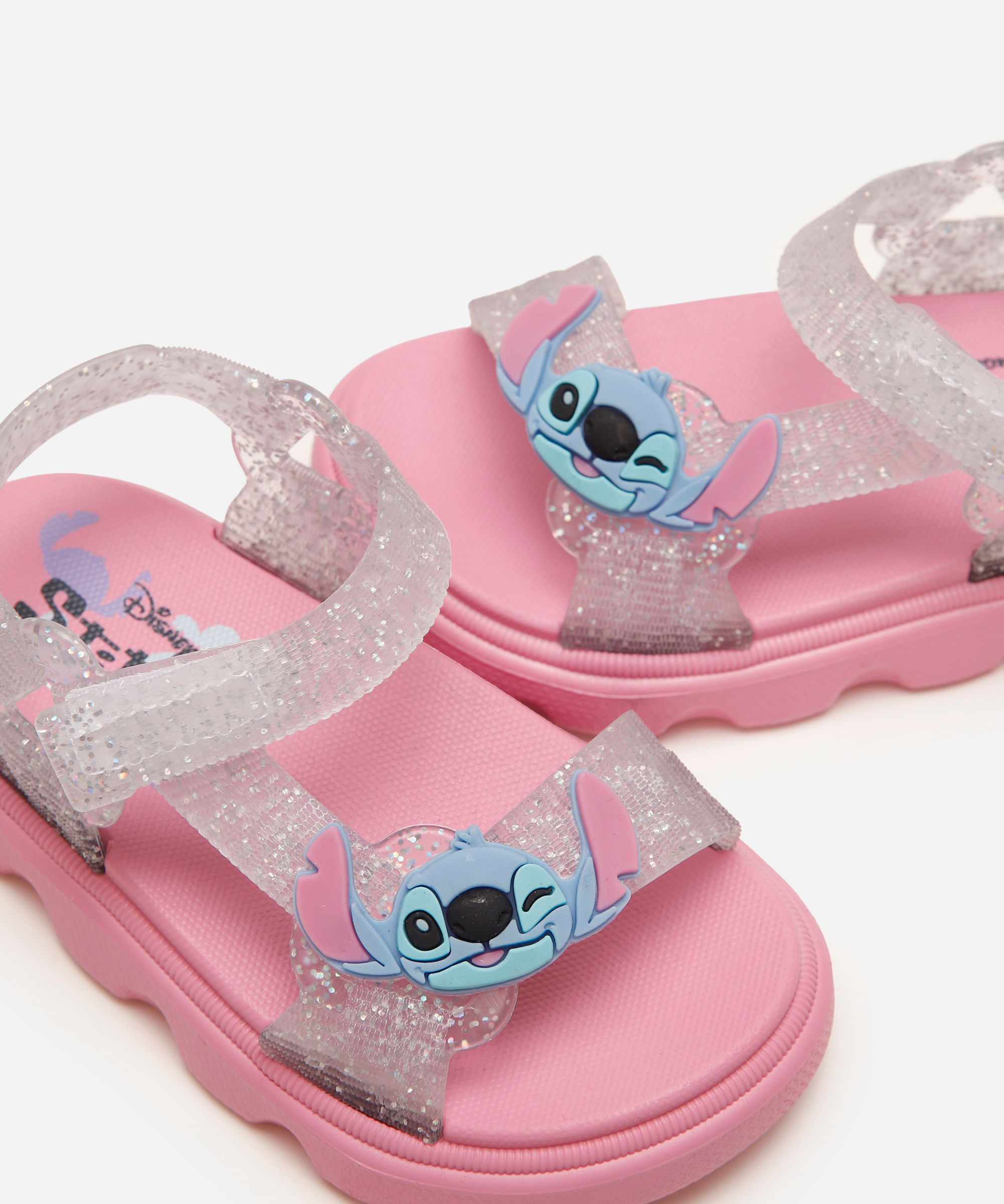 sandália papete velcro stitch rosa