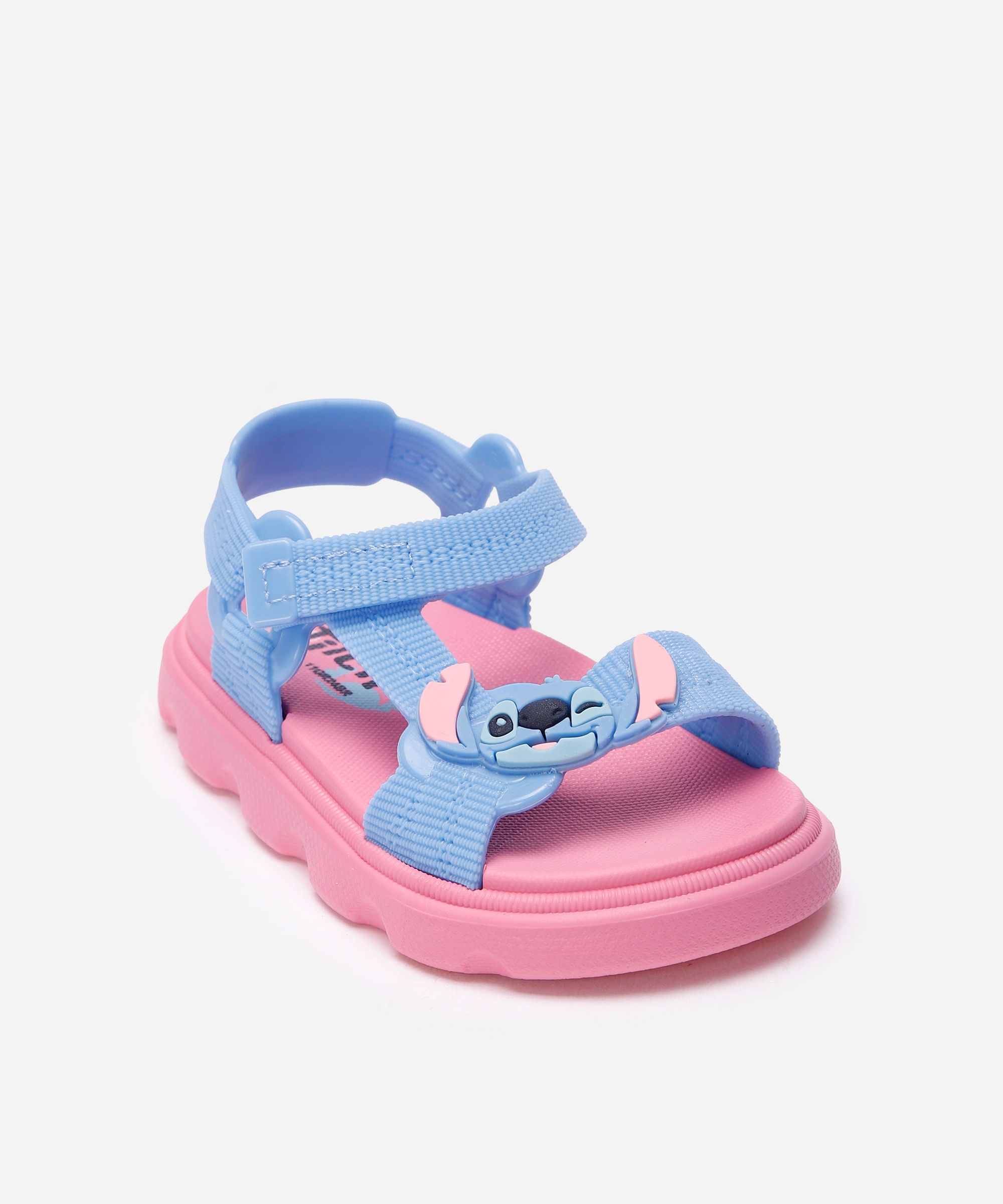 sandália papete velcro stitch rosa