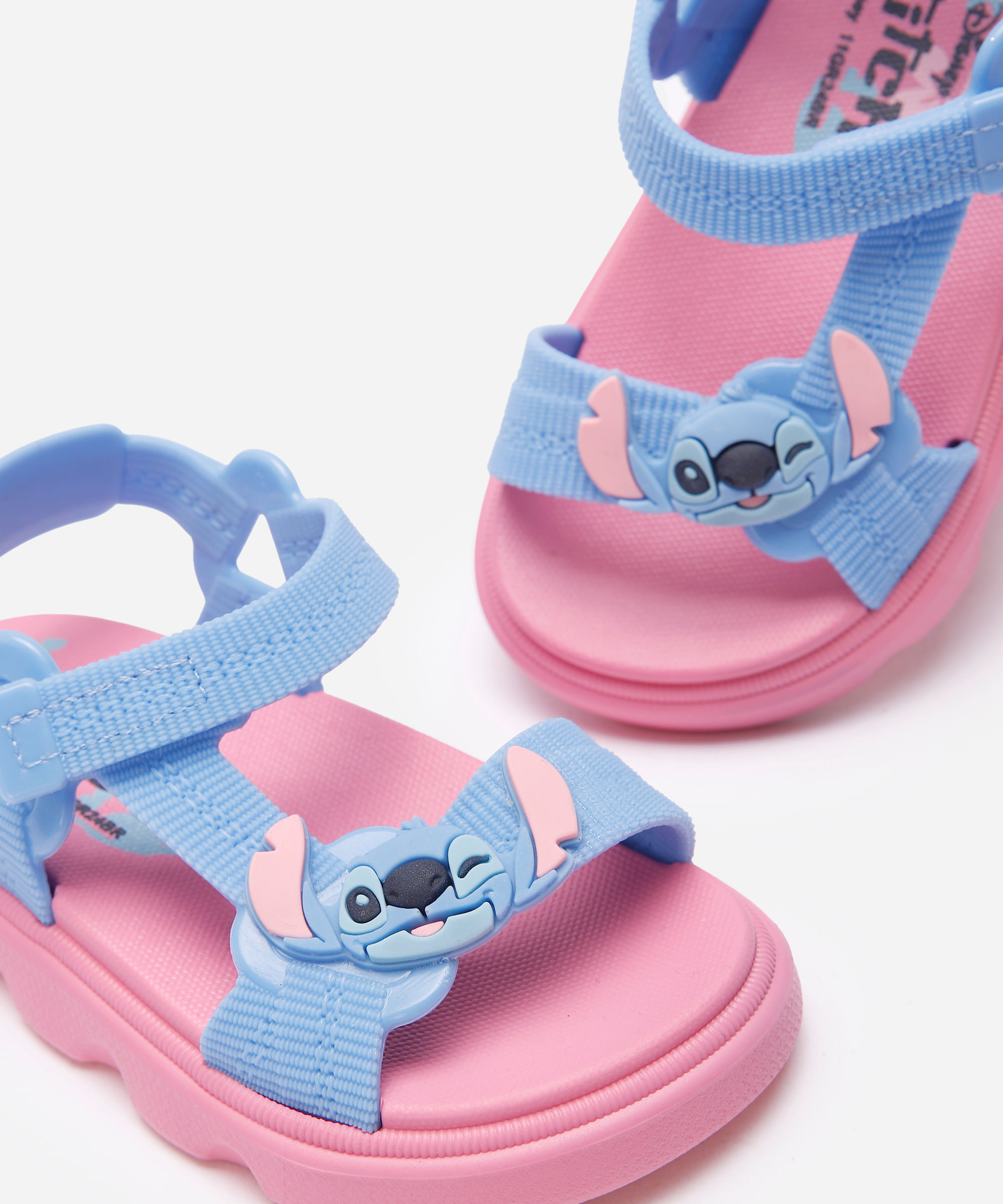 sandália papete velcro stitch rosa