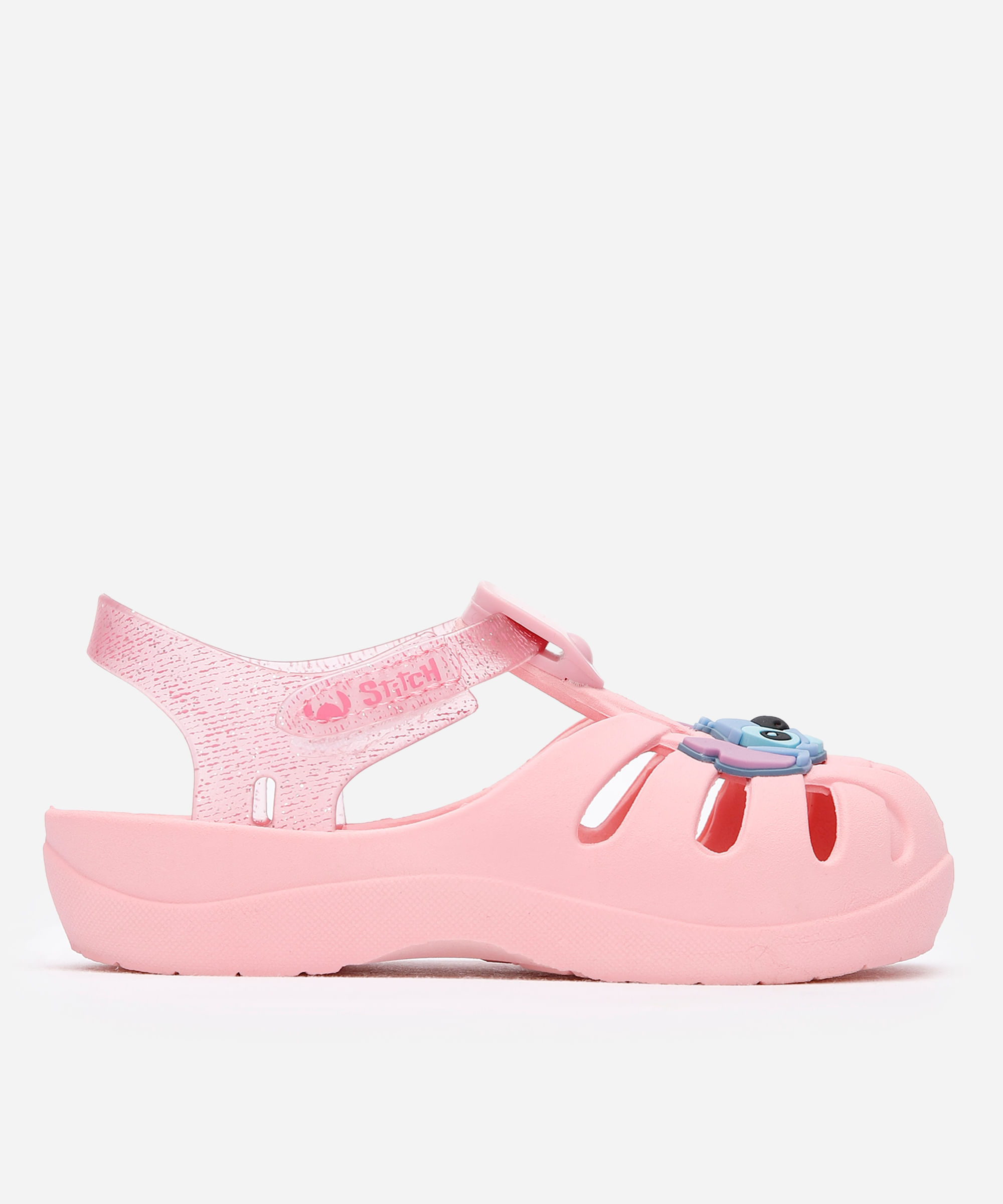 sandália infantil stitch com brilho grendene rosa