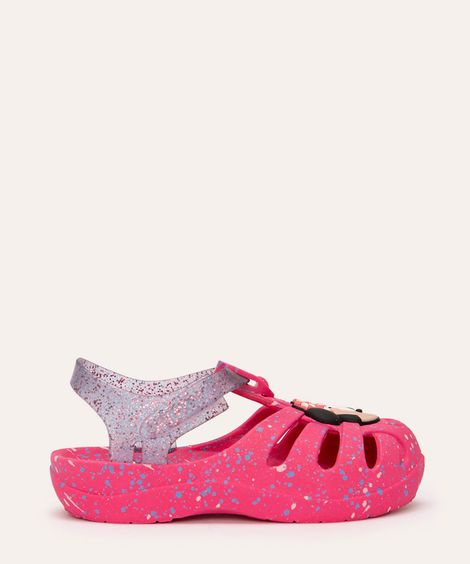 sandália infantil com brilho grendene - rosa