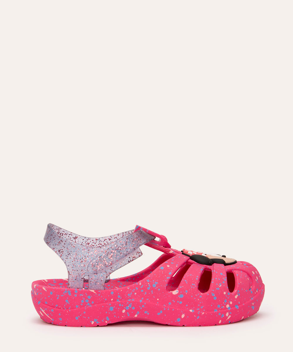 sandália infantil com brilho grendene - rosa