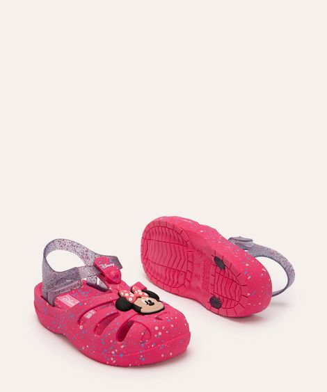 sandália infantil com brilho grendene - rosa