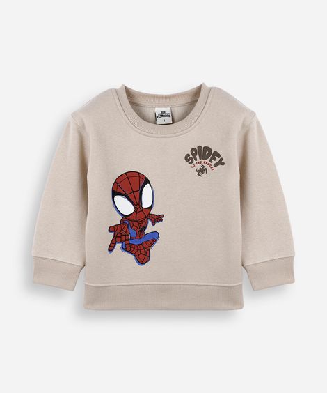 blusão infantil de moletom homem aranha bege