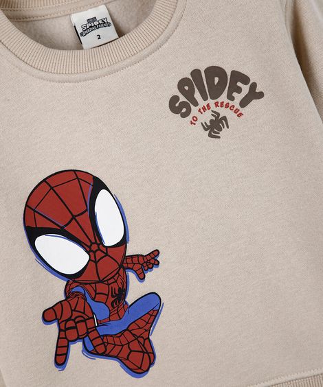 blusão infantil de moletom homem aranha bege