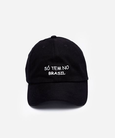boné aba curva de sarja bordado só tem no brasil preto