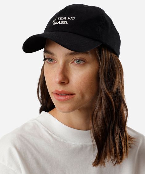 boné aba curva de sarja bordado só tem no brasil preto