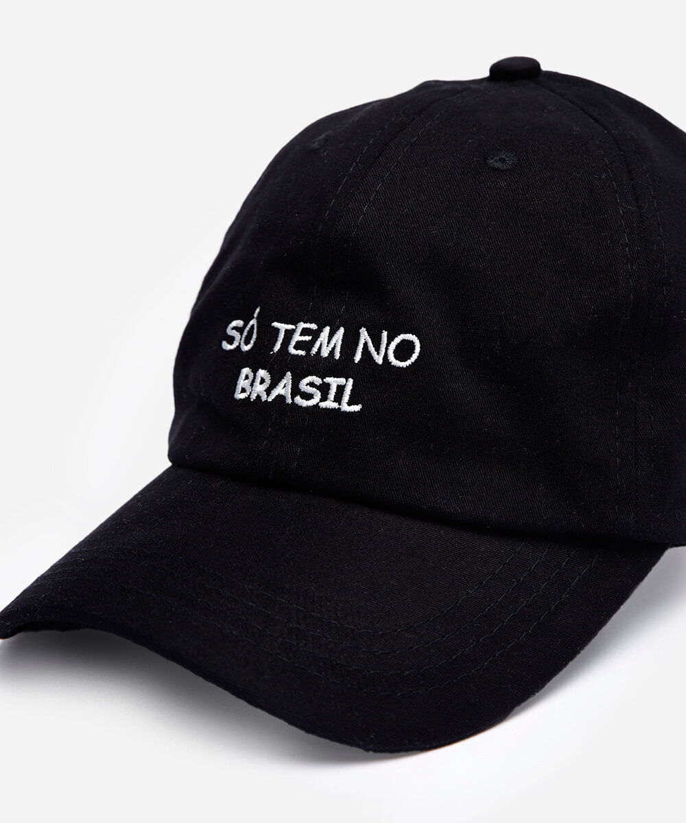 boné aba curva de sarja bordado só tem no brasil preto