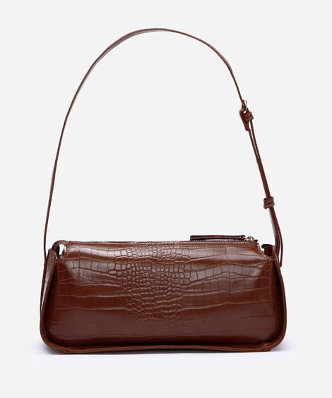 bolsa baguete croco marrom