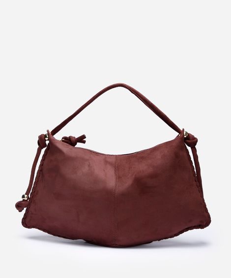 bolsa shoulder com recorte texturizada vinho