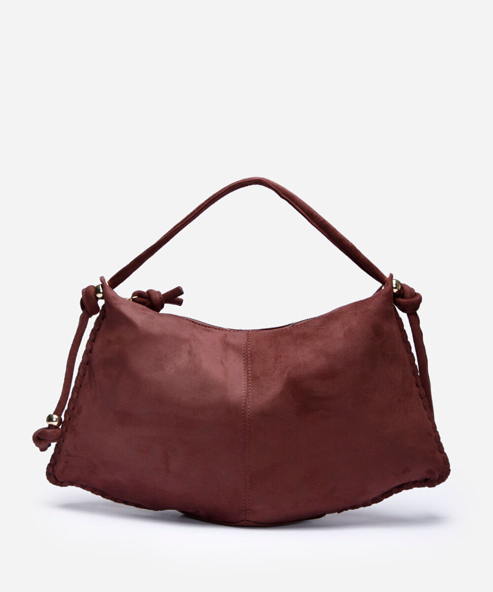 bolsa shoulder com recorte texturizada vinho