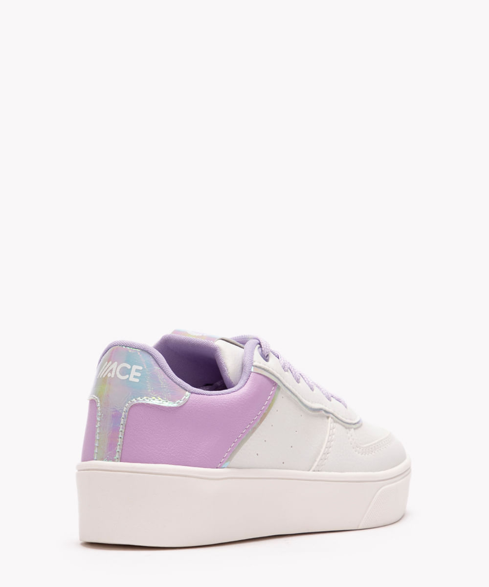 tênis infantil coração holográfico lilás
