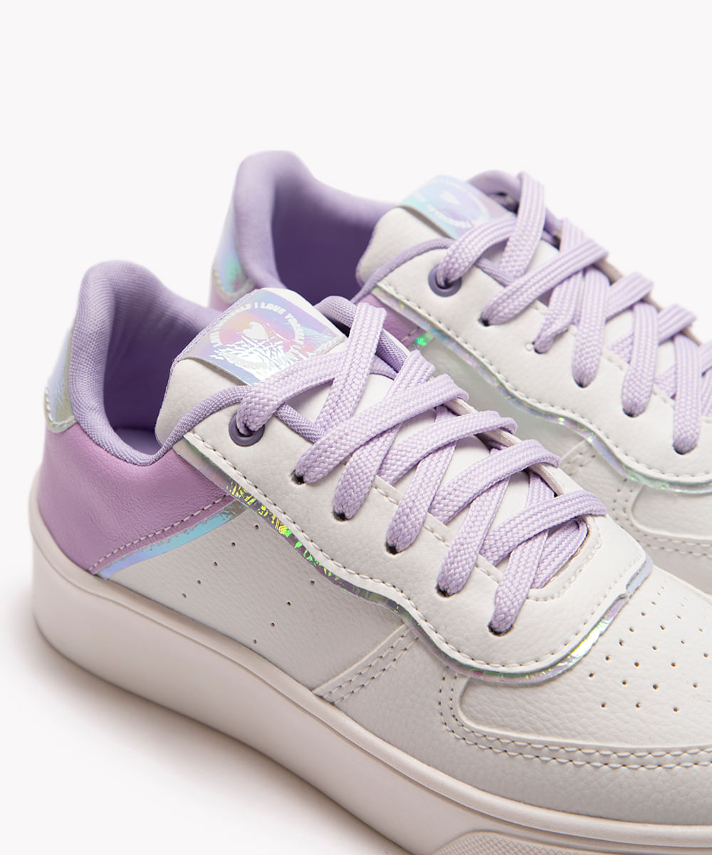 tênis infantil coração holográfico lilás