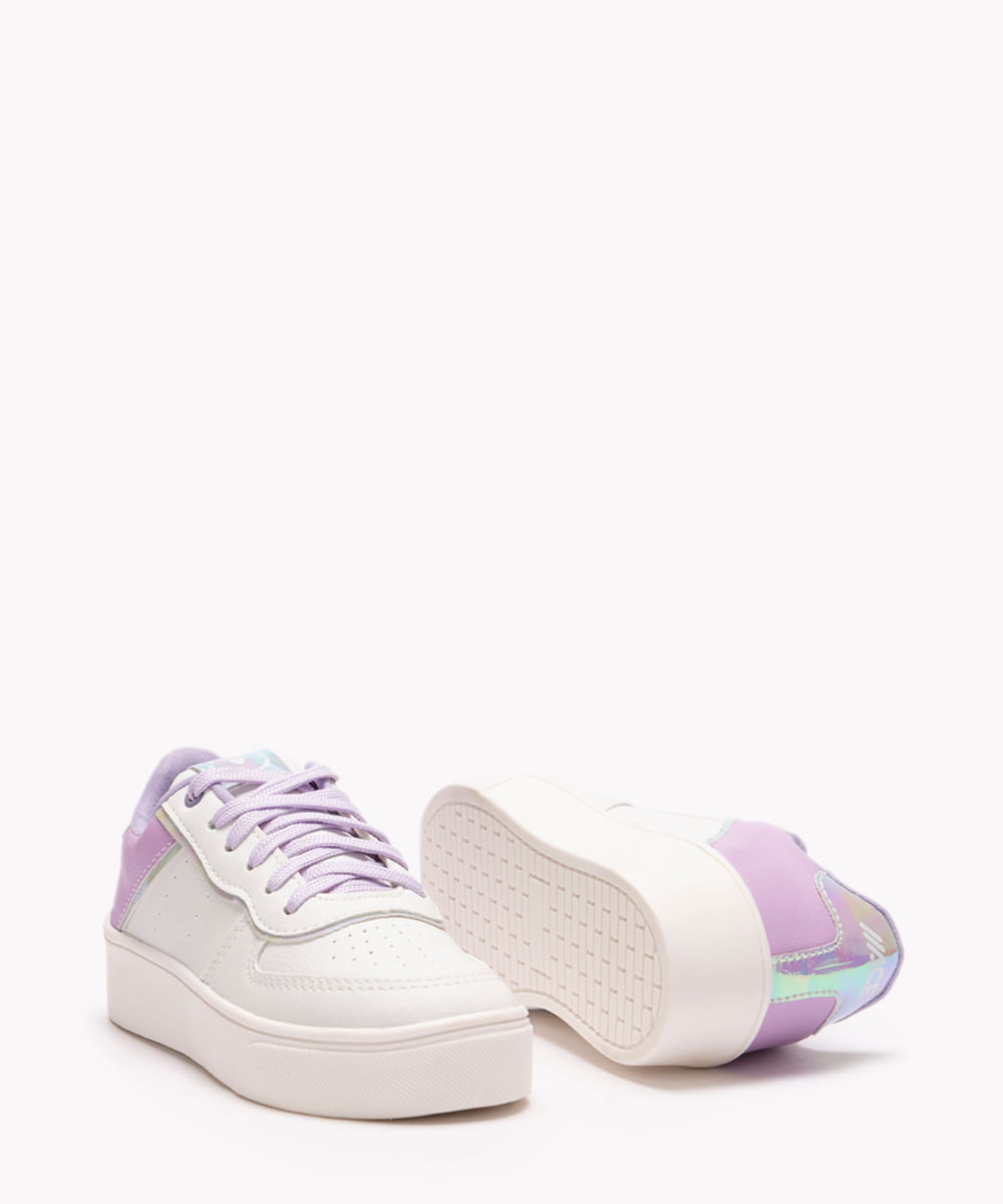 tênis infantil coração holográfico lilás
