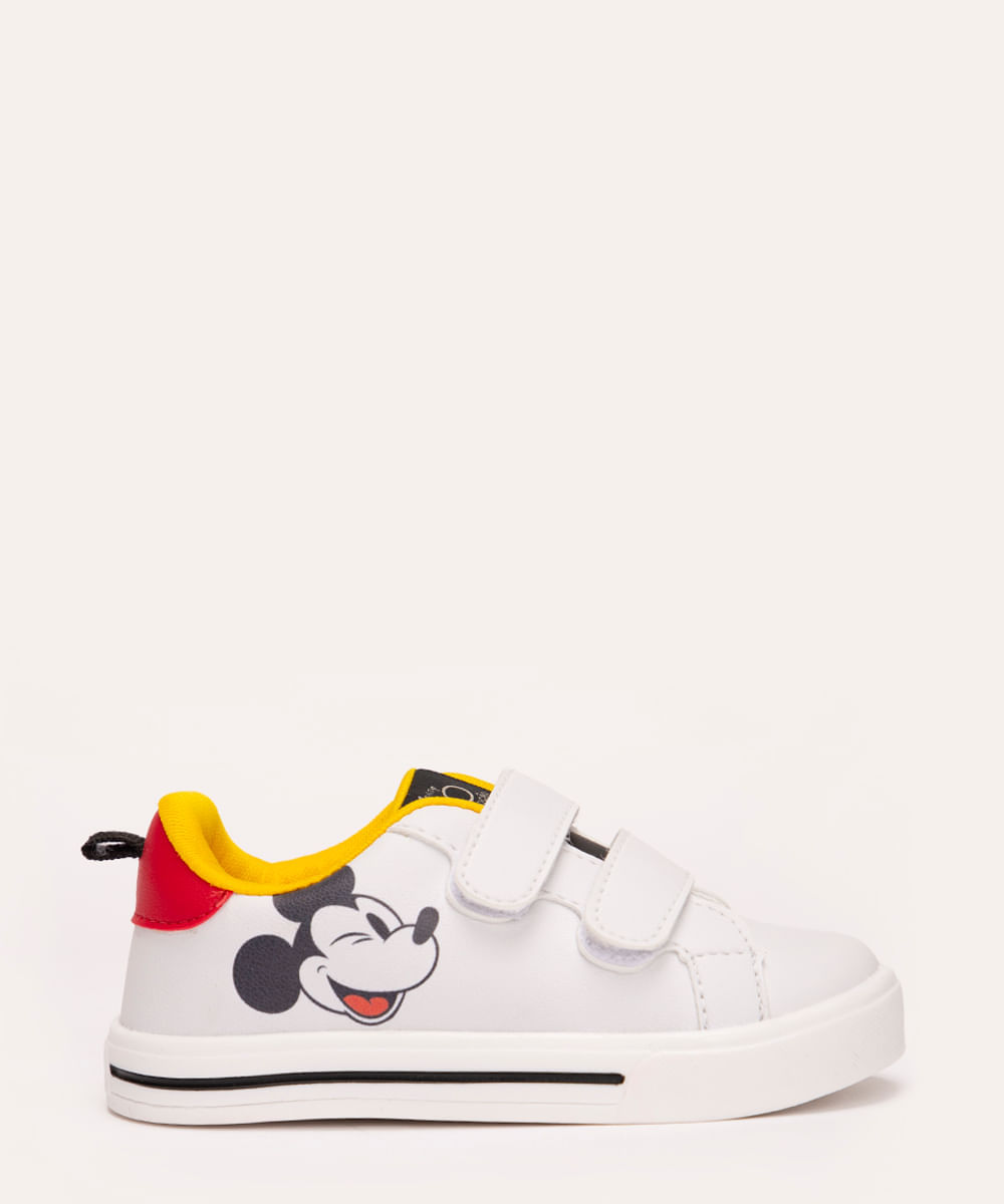 tênis infantil mickey cano baixo velcro branco