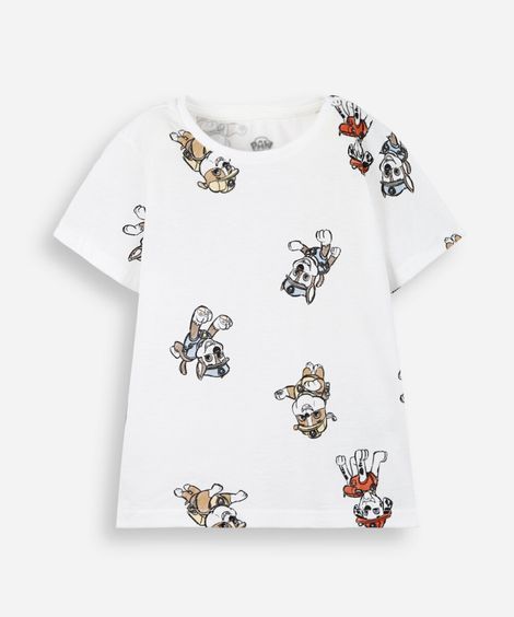 camiseta infantil de algodão patrulha canina off white