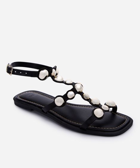 rasteirinha  gladiadora com tachas preta