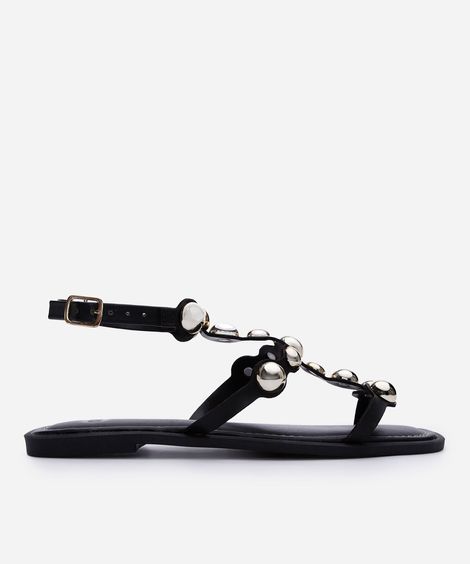 rasteirinha  gladiadora com tachas preta