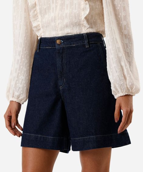 bermuda jeans feminina cintura alta azul