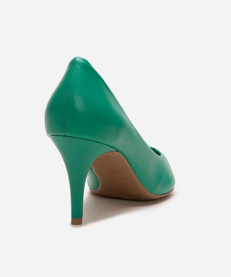 scarpin de couro bico fino salto médio bottero verde esmeralda