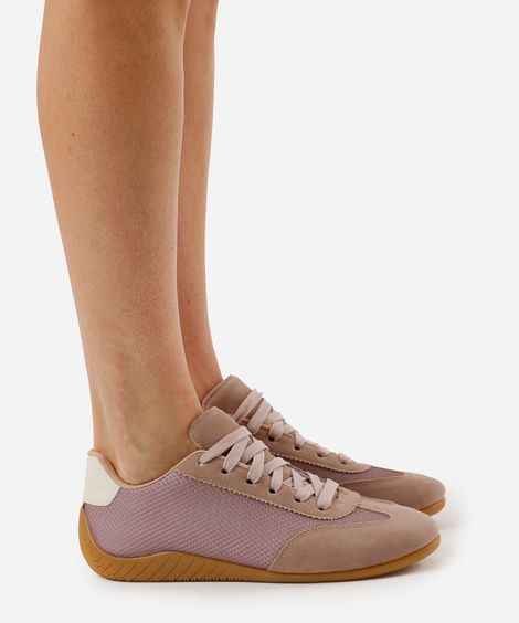 tênis casual com recorte texturizado ace rosa