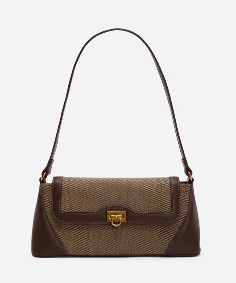 bolsa baguete com recortes marrom