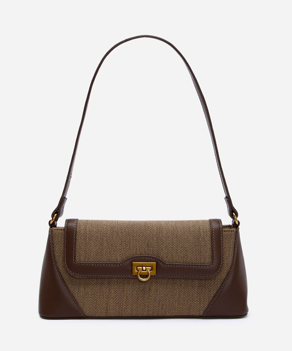 bolsa baguete com recortes marrom