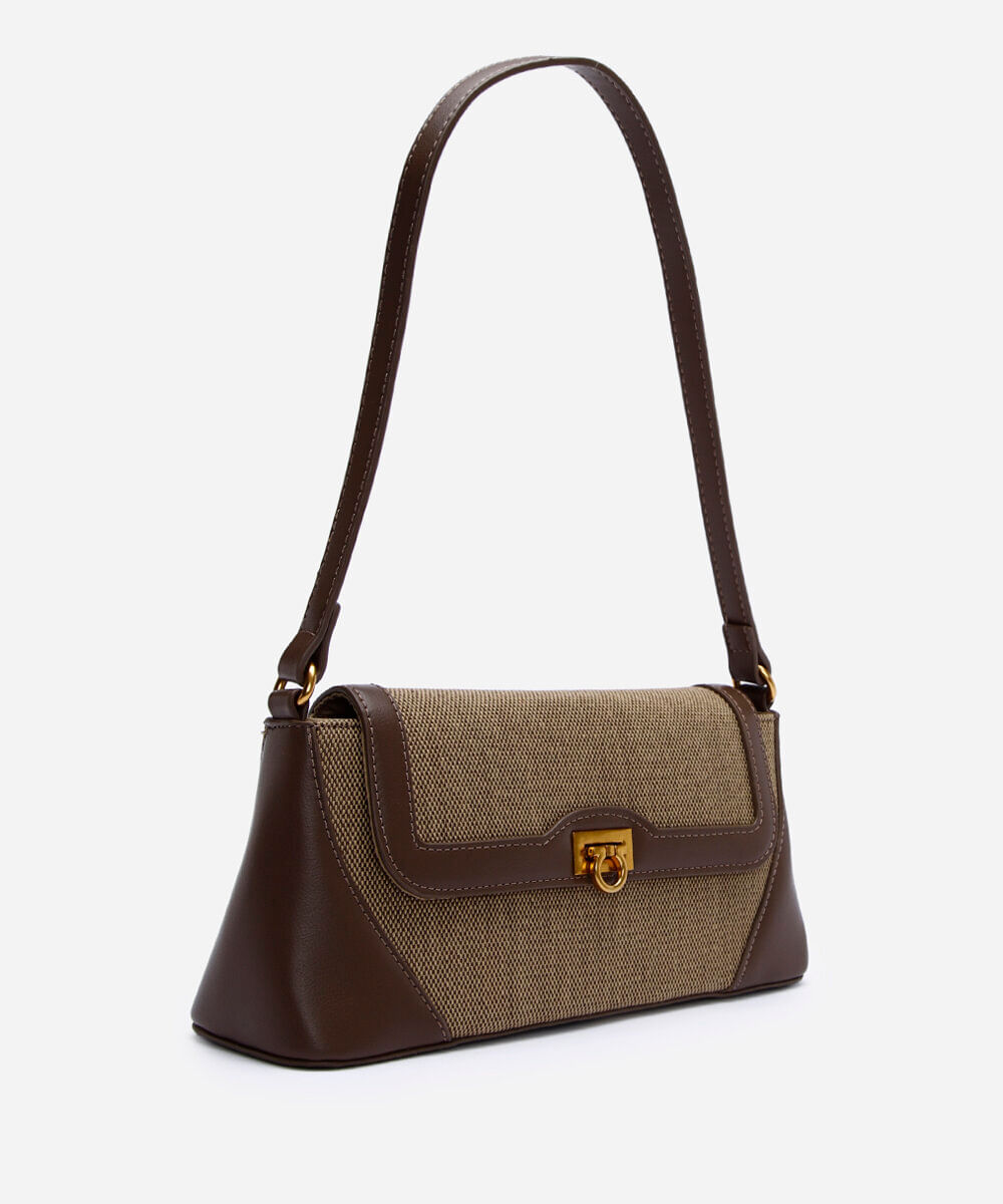 bolsa baguete com recortes marrom