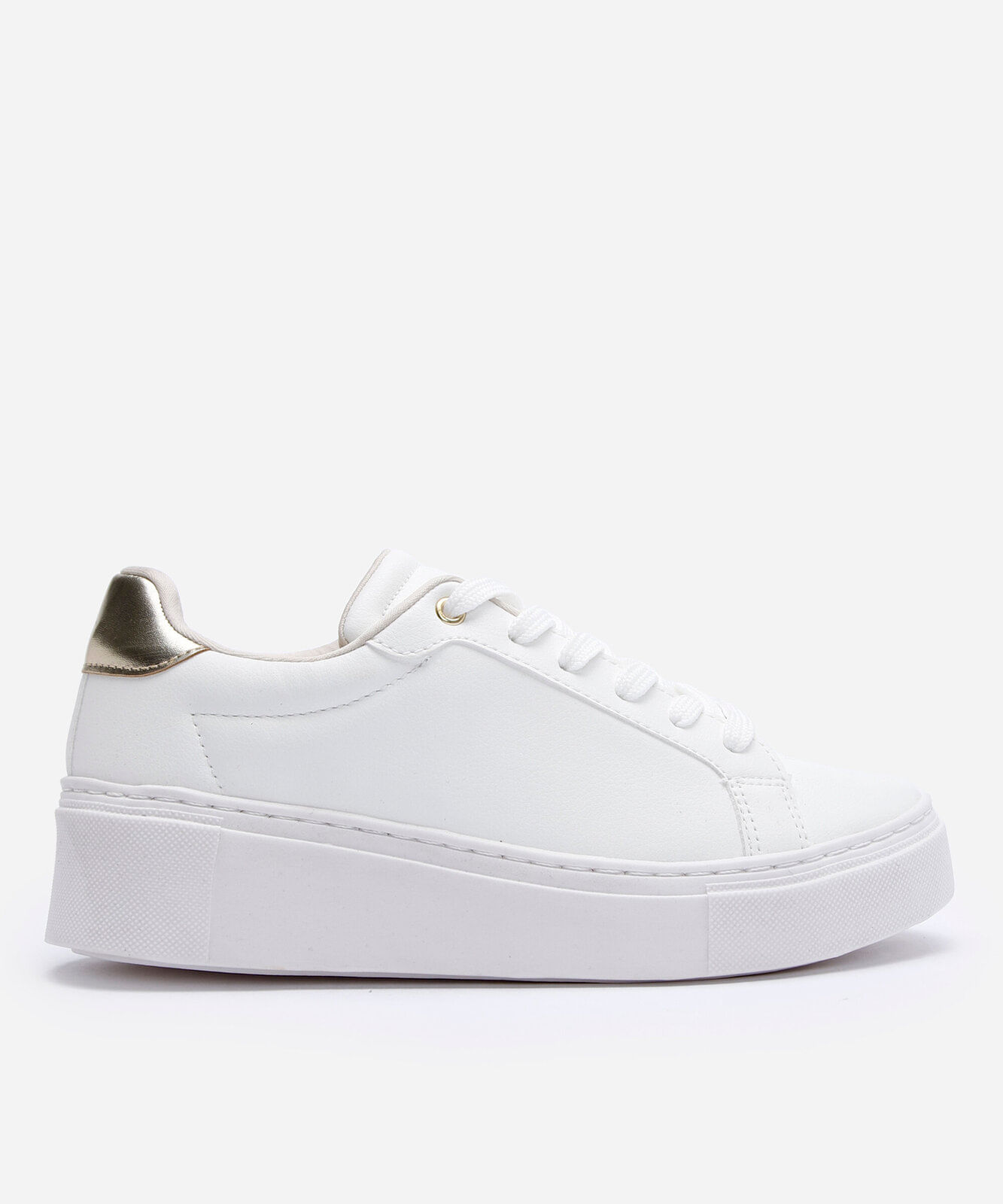 tênis feminino casual flatform com detalhes branco