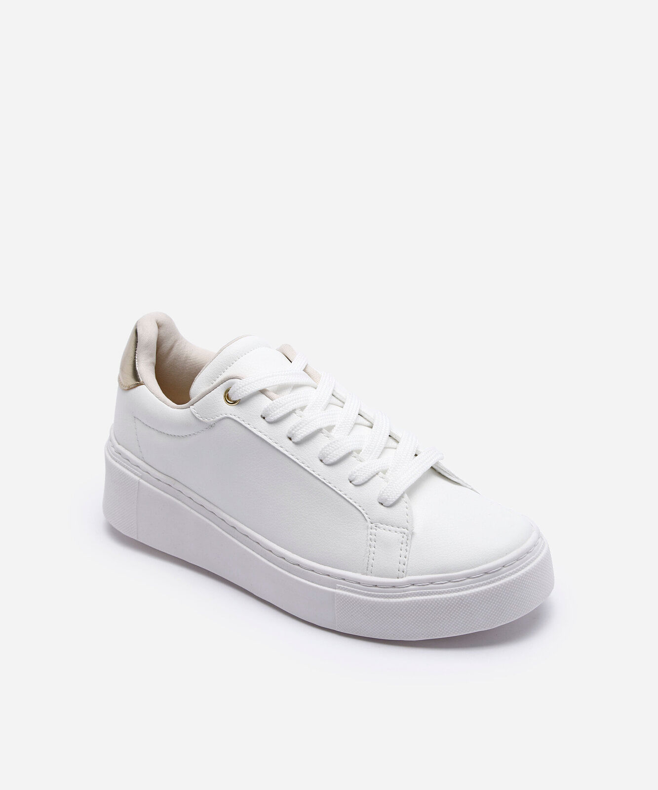 tênis feminino casual flatform com detalhes branco