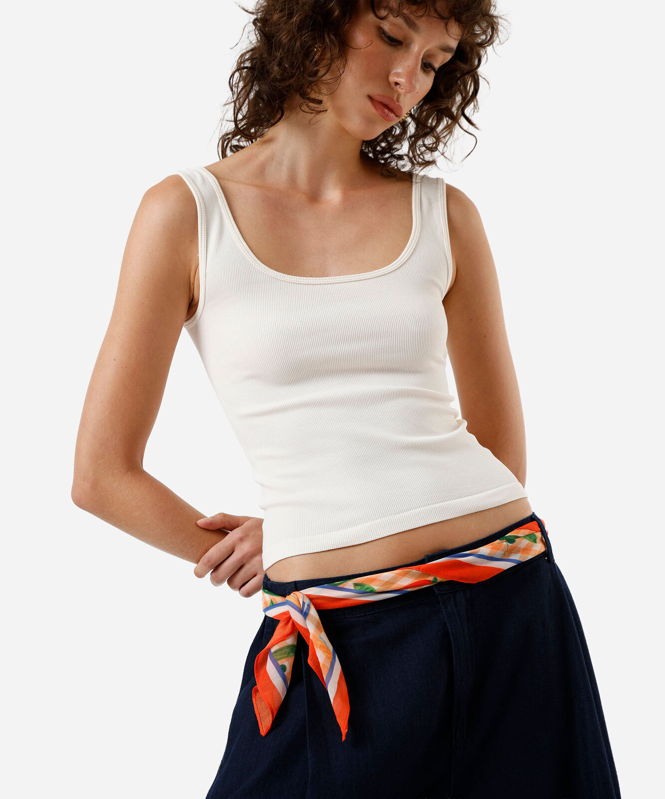 lenço feminino fruit vichy laranja