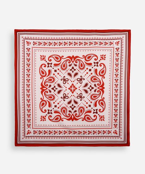 lenço acetinado paisley vermelho