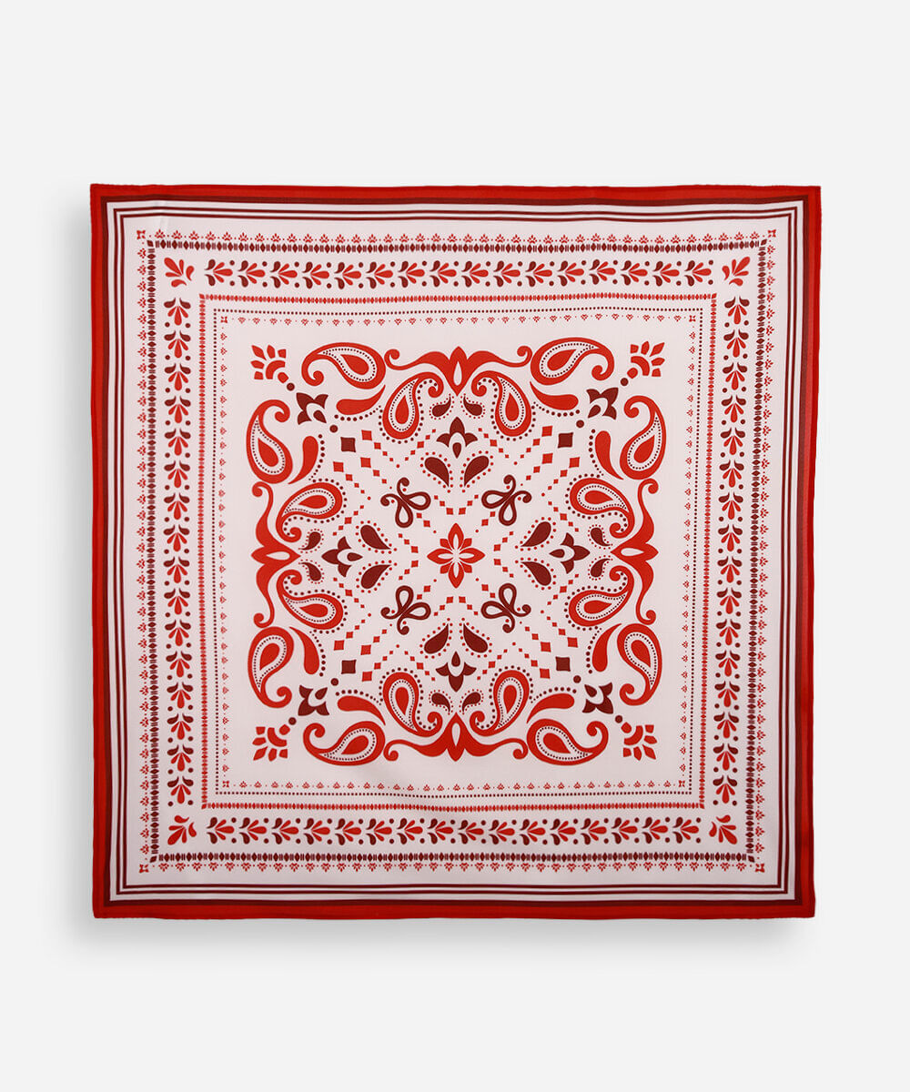 lenço acetinado paisley vermelho