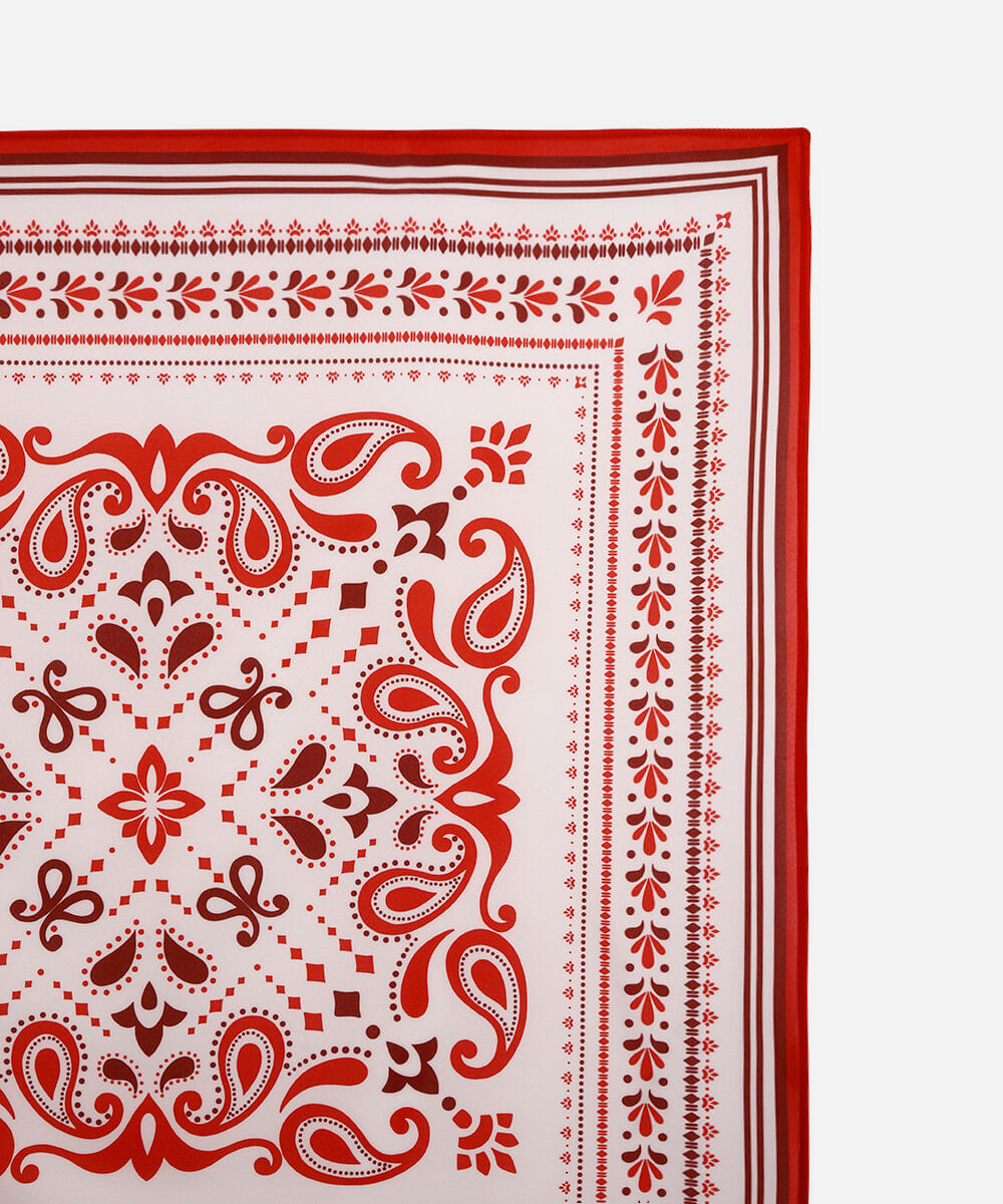 lenço acetinado paisley vermelho