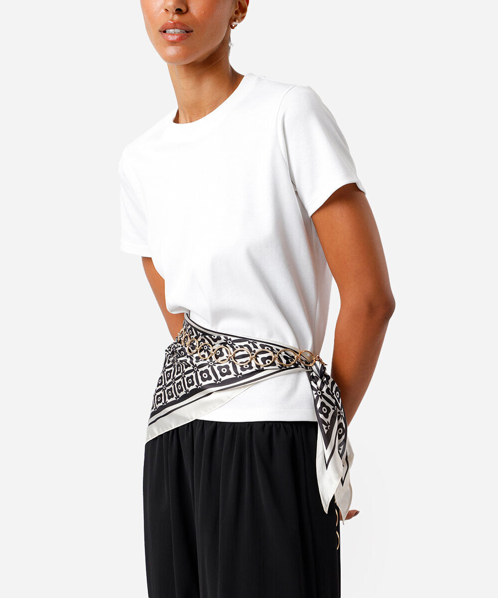 lenço feminino triangular floral preto